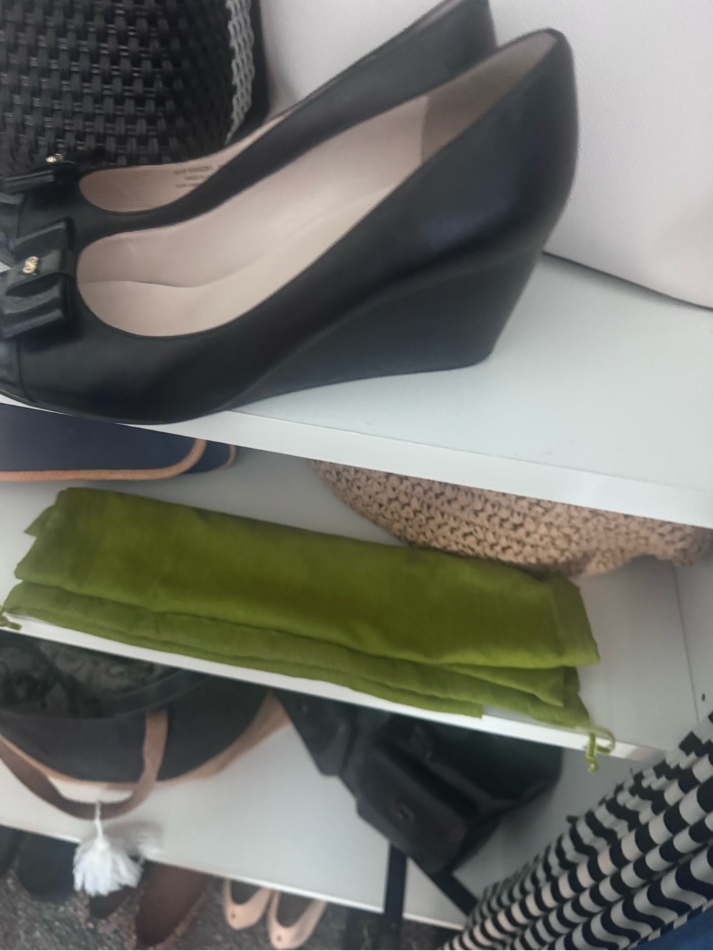 Cole Haan Black Leather Bow Cap-Toe Ballet Flats - Picture 2 of 3